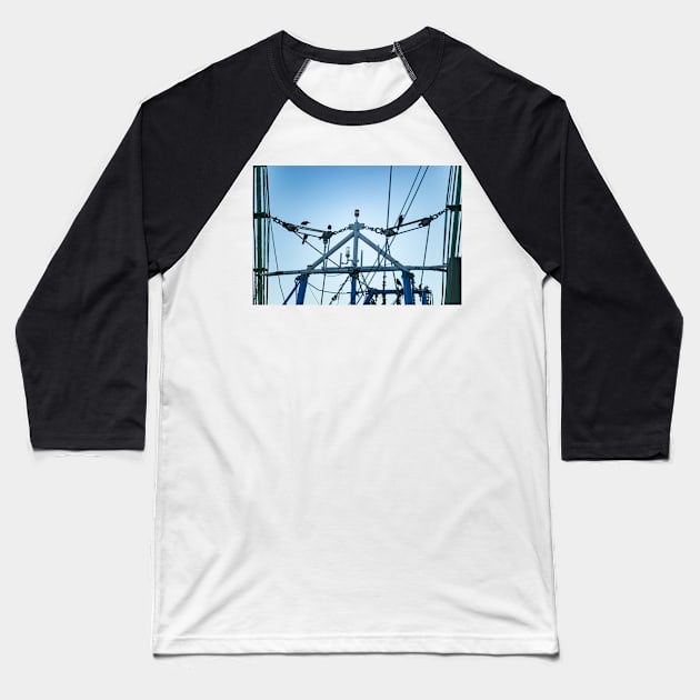 Boat on a Boat-tailed Grackle Baseball T-Shirt by KensLensDesigns